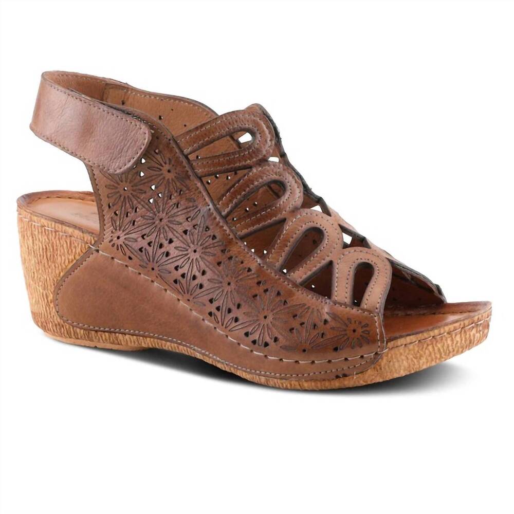 NEW SPRING STEP SHOES women's inocencia wedge sandals in brown